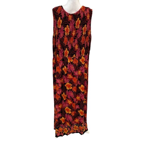 French Laundry XL Maxi Dress Floral Sleeveless Smocked Chest Tropical Boho Festi - Picture 2 of 10